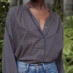 Doen Jane Blouse in Navy Bisou